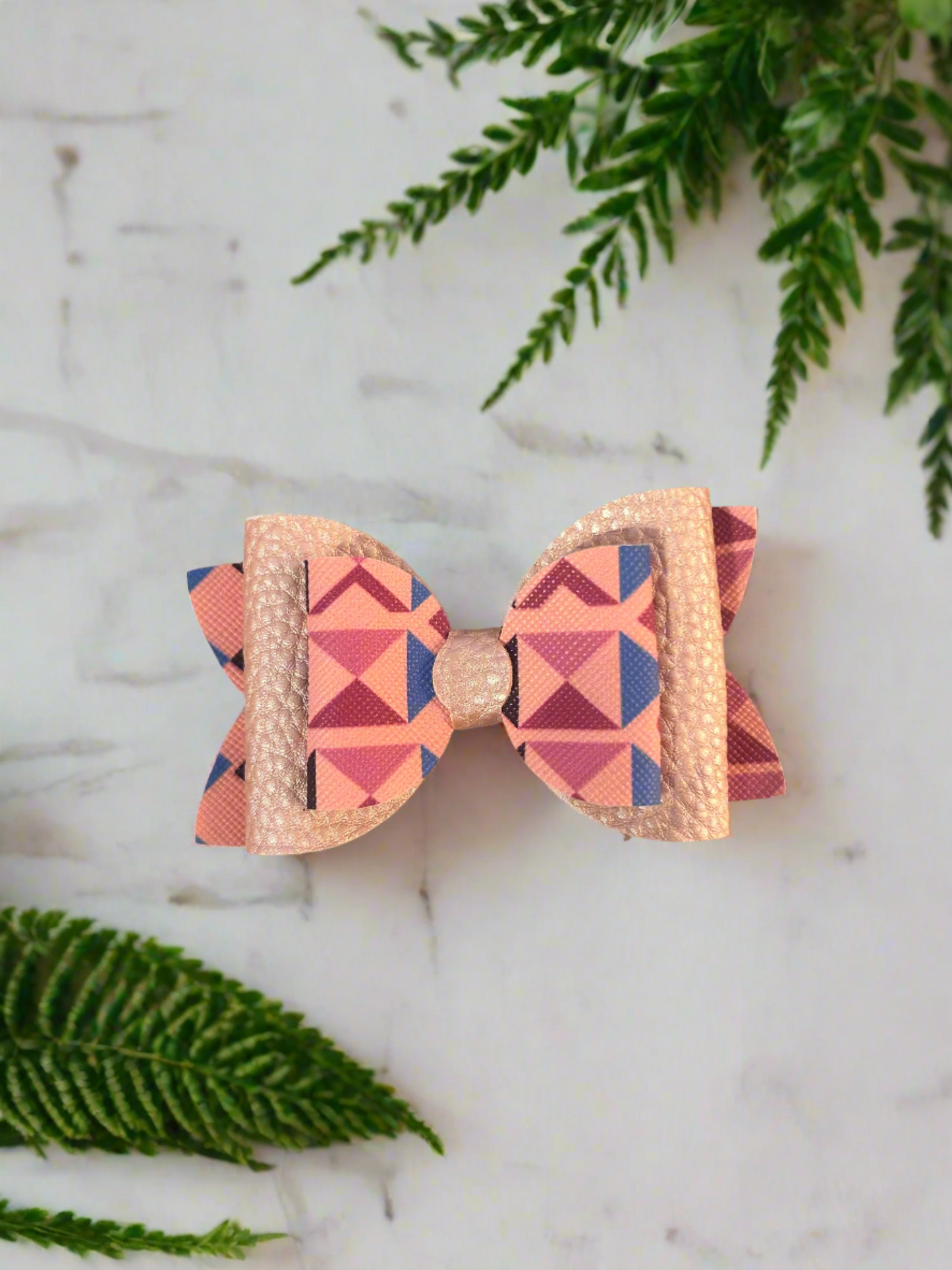 Hair Bow - 3.5" Pink Aztec Bow