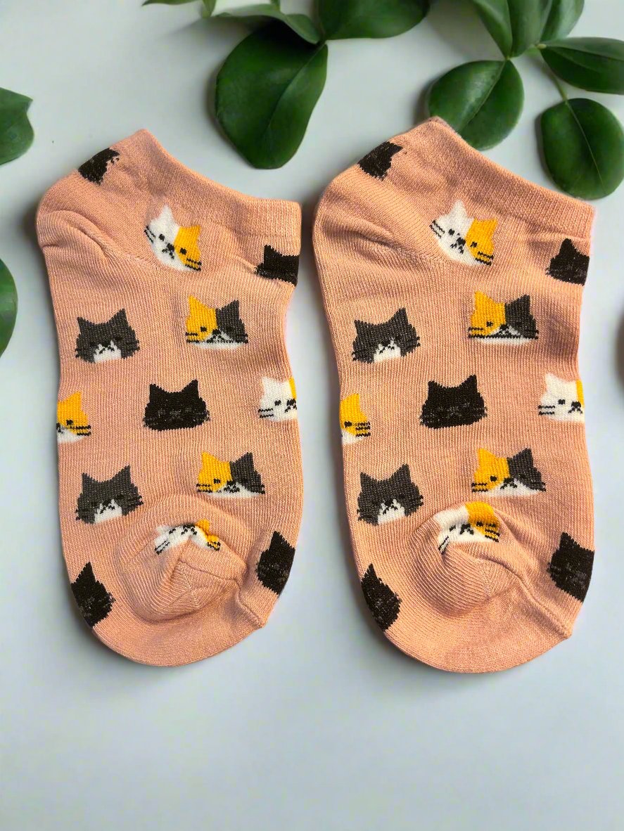 Socks - Cat Ankle Socks (Mauve)