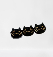 Hair Clip - Black Cat Heads #6352