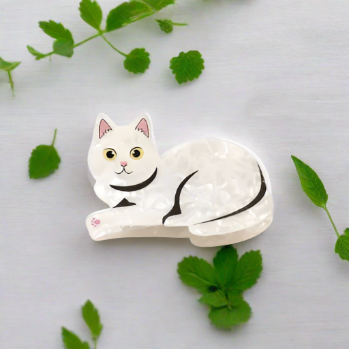 Claw Clip - White/Black Cat