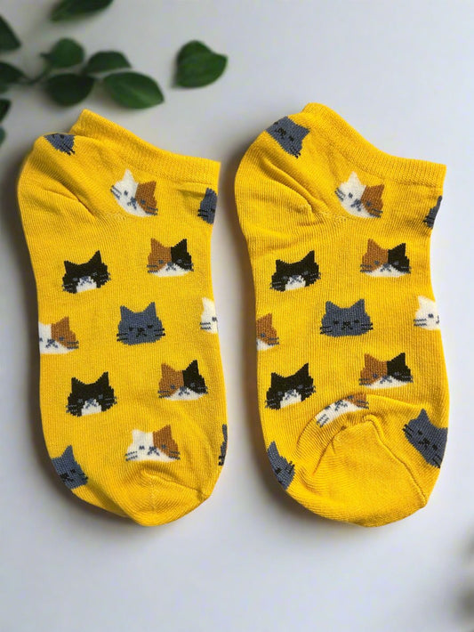 Socks - Cat Ankle Socks (Gold)