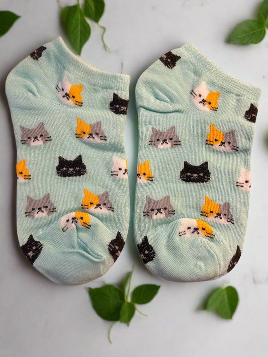 Socks - Cat Ankle Socks (Mint)