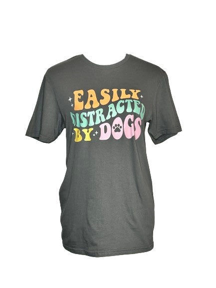 T-Shirt - Easily Distracted by Dogs (Charcoal)