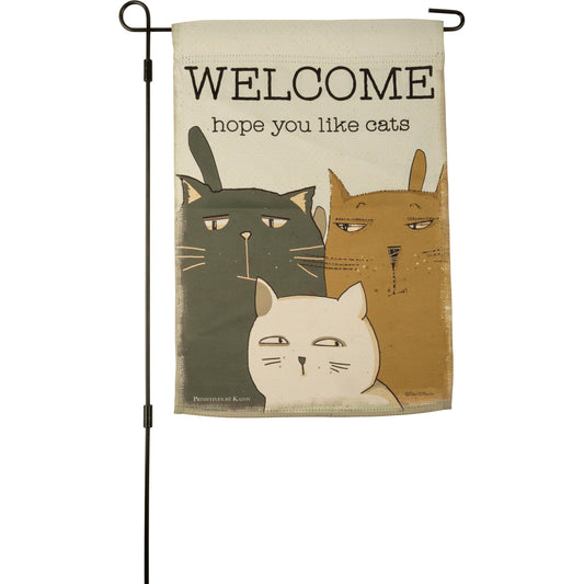 Garden Flag - Welcome Hope You Like Cats